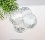 Shimmering Silver & Glass Resin Coaster – A Touch of Sparkle for Your Space (Set of 4)