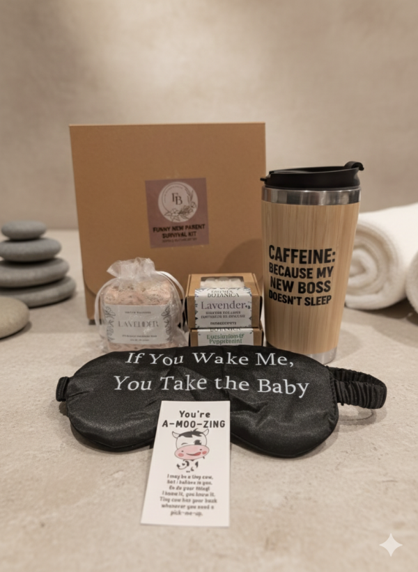 Funny New Parent Survival Kit: Coffee & Self-Care Gift Set