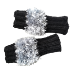 Fuzzy Fingerless Knit Gloves Wrist Hand Warmer Unisex Black Grey