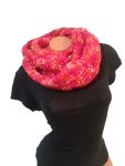 Handmade Twist Knit Infinity Scarf Orange Pink