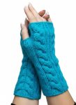 Turquoise HandKnit Fingerless Gloves Mittens