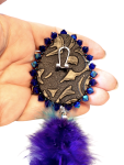 Peacock Feather Beaded Statement Earrings - Seed Bead Long Dangle Steel Posts Canadian Handmade