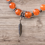 Every Child Matters Bracelet with Orange Crackle Glass & Copper Feather - Donation to IRSSS