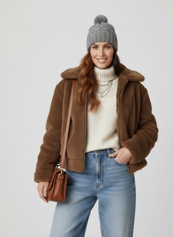 Grey Heather Knitted Lined Pompom Toque Beanie Winter Hat
