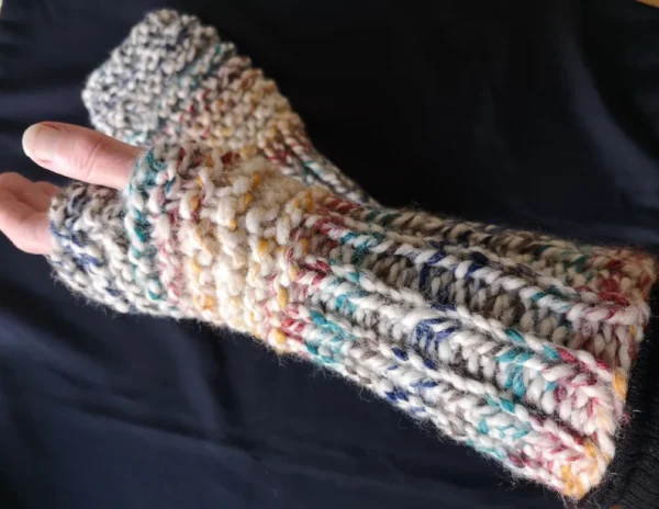 Chunky Knit Fingerless Gloves ArmWarmers Wool Blend