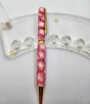 Art Deco Twist Pen, Abstract, Titanium Gold .Pink Flower, designed Pen, Hand turned pen, Handmade
