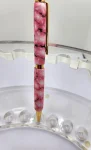 Art Deco Twist Pen, Abstract, Titanium Gold .Pink Flower, designed Pen, Hand turned pen, Handmade
