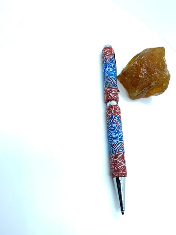 Art Deco Twist Pen in Chrome .Abstract designed Pen, Hand turned pen, Handmade