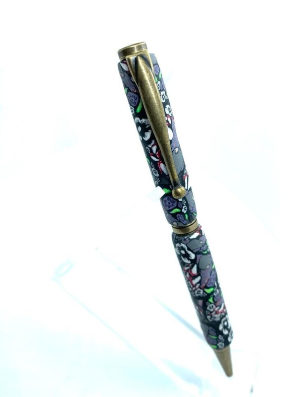 Art Deco Twist Pen in Antique Brass .Gnome and mushroom designed Pen, Hand turned pen, Handmade
