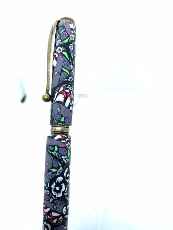 Art Deco Twist Pen in Antique Brass .Gnome and mushroom designed Pen, Hand turned pen, Handmade