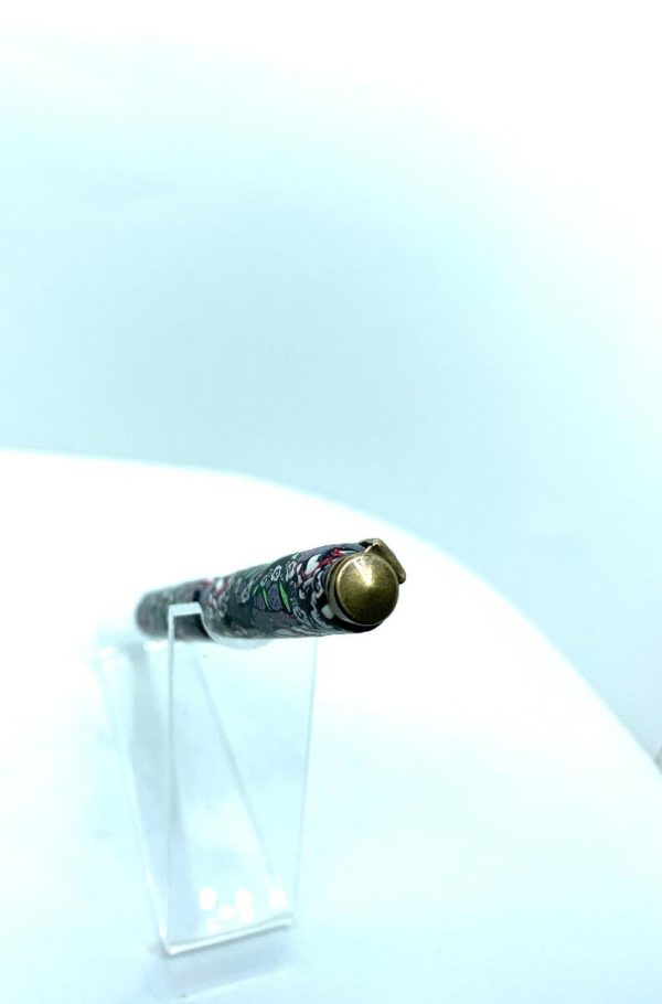 Art Deco Twist Pen in Antique Brass .Gnome and mushroom designed Pen, Hand turned pen, Handmade
