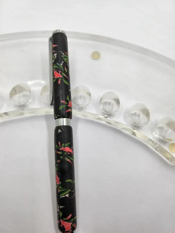 Art Deco Twist Pen in Chrome .Tea rose designed Pen, Hand turned pen, Handmade