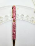 Art Deco Twist Pen, Titanium Gold . Pink Flower, designed Pen, Hand turned pen, Handmade