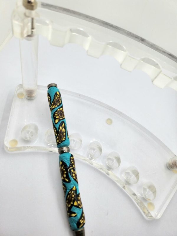 Art Deco Twist Pen in Antique Silver. Flowers designed Pen, Hand turned pen, Handmade