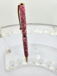 Art Deco Twist Pen, Titanium Gold . Pink Flower, designed Pen, Hand turned pen, Handmade