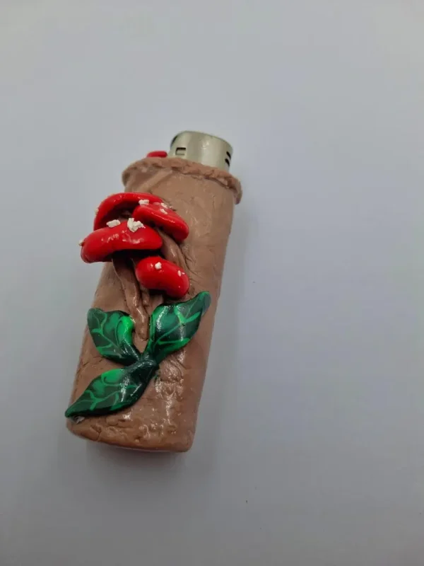 Mushroom, Lighter holder , Polymer Clay, Handmade , OOAK Gift, Polymer Clay Lighters, Clay Lighters Case, mushrooms, Amanita muscaria