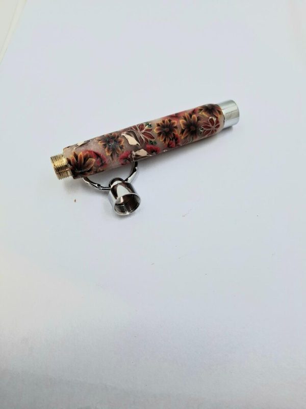 Secret Compartment Key Ring, Flowers designed, Hand turned Key Ring, Handmade