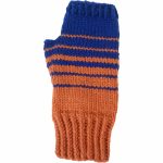 Blue and Orange Fingerless Handknit Gloves Mittens