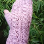 Rose Pink Seamless Fingerless Texting Mittens Gloves Handmade