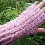 Rose Pink Seamless Fingerless Texting Mittens Gloves Handmade