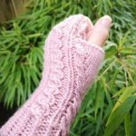 Rose Pink Seamless Fingerless Texting Mittens Gloves Handmade