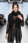 Handmade distressed braided knit scarf with fringes, black