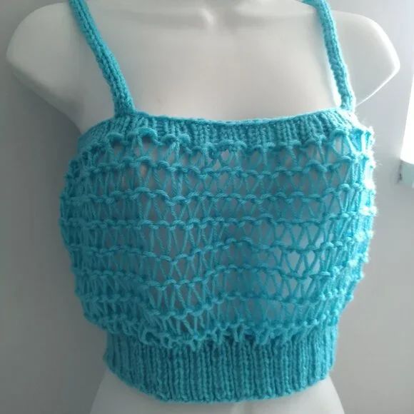 Net Cami Crop Top CoverUp Turquoise