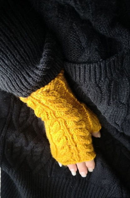 Yellow Handmade in Canada Knitted Fingerless Texting Gloves