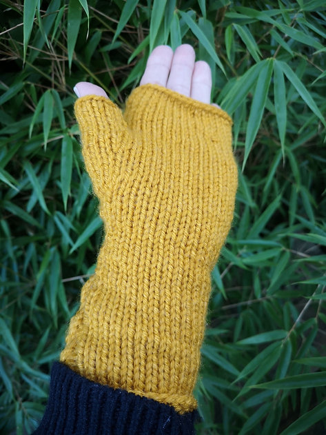 Yellow Handmade in Canada Knitted Fingerless Texting Gloves