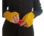 Yellow Handmade in Canada Knitted Fingerless Texting Gloves