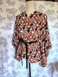 Retro Style Caftan Blouse Geometric S to Plus