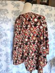 Retro Style Caftan Blouse Geometric S to Plus