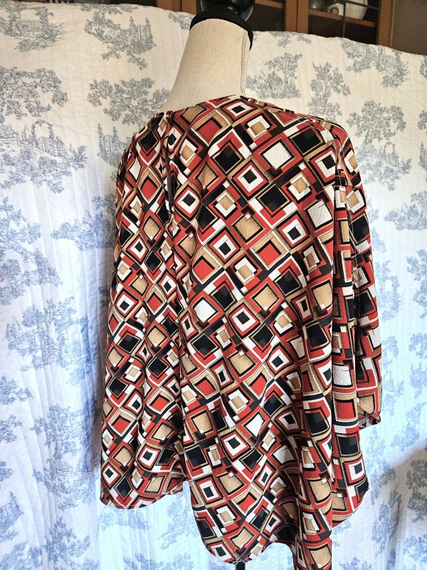 Retro Style Caftan Blouse Geometric S to Plus