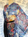 Retro Style Caftan Sheer Blue Floral S to Plus