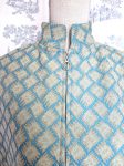 Pullover Cape Turquoise And Tan Vintage Fabric One Size