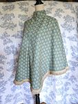 Pullover Cape Turquoise And Tan Vintage Fabric One Size