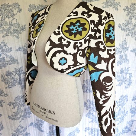 Size M Cropped Bolero Jacket Brown And Blue