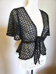 Size S Lace Tie Front Peplum Cardigan