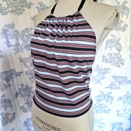 Size Small Retro Halter Top Vintage Fabric Striped