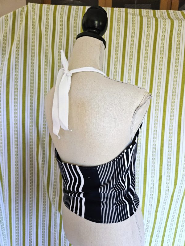 Size M Retro Blue White Striped Halter Top