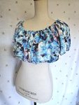 Size S Cropped Peasant Blouse Blue NWT