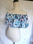 Size S Cropped Peasant Blouse Blue NWT