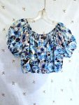Size S Cropped Peasant Blouse Blue NWT