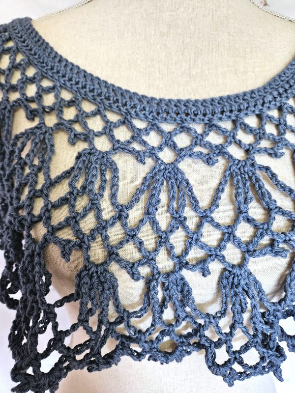 Hand Crocheted Cotton Capelet Smoky Blue All Sizes