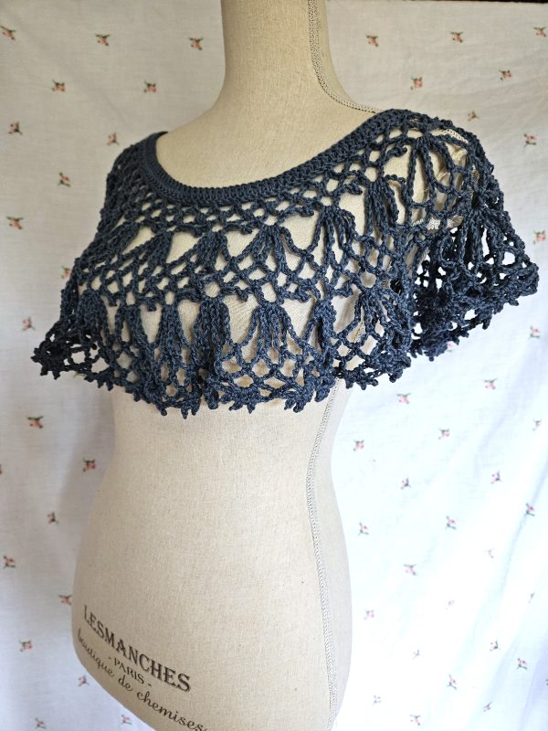 Hand Crocheted Cotton Capelet Smoky Blue All Sizes