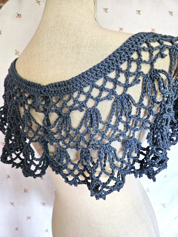 Hand Crocheted Cotton Capelet Smoky Blue All Sizes