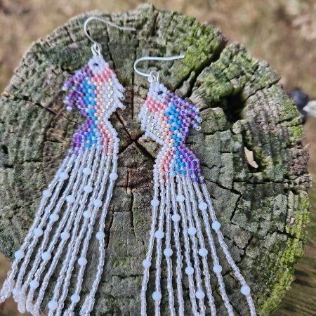 Pastel Fish-Inspired Seed Bead Fringe Earrings