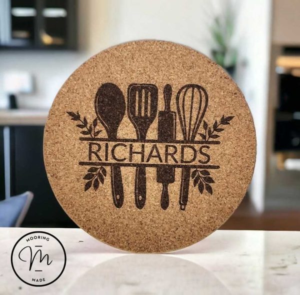 Personalized Kitchen Utensil Cork Pot Holder Trivet