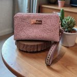 Triple Zipper Wristlet Bag