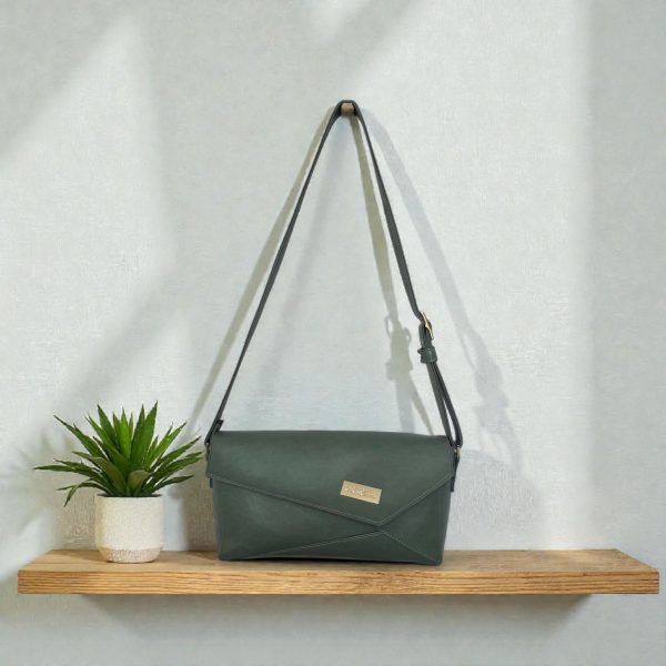 The Zara, Shoulder/Crossbody bag with sleek geometric lines and an asymmetrical flap